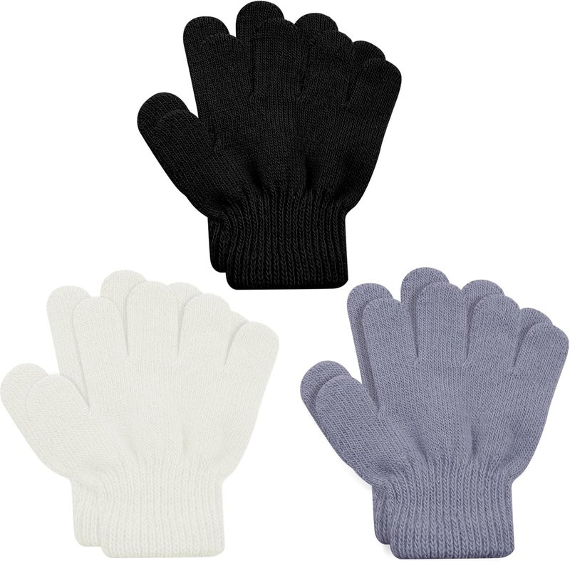 ONESING 6 Pair Baby Gloves Toddler Gloves Toddler Winter Gloves Kids Gloves Winter Stretchy Knit Gloves for Kids Boys Girls - Image 1